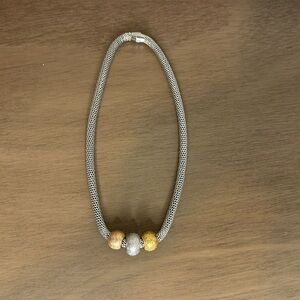 Necklace chunky rope mixed metals magnetic clasp vintage